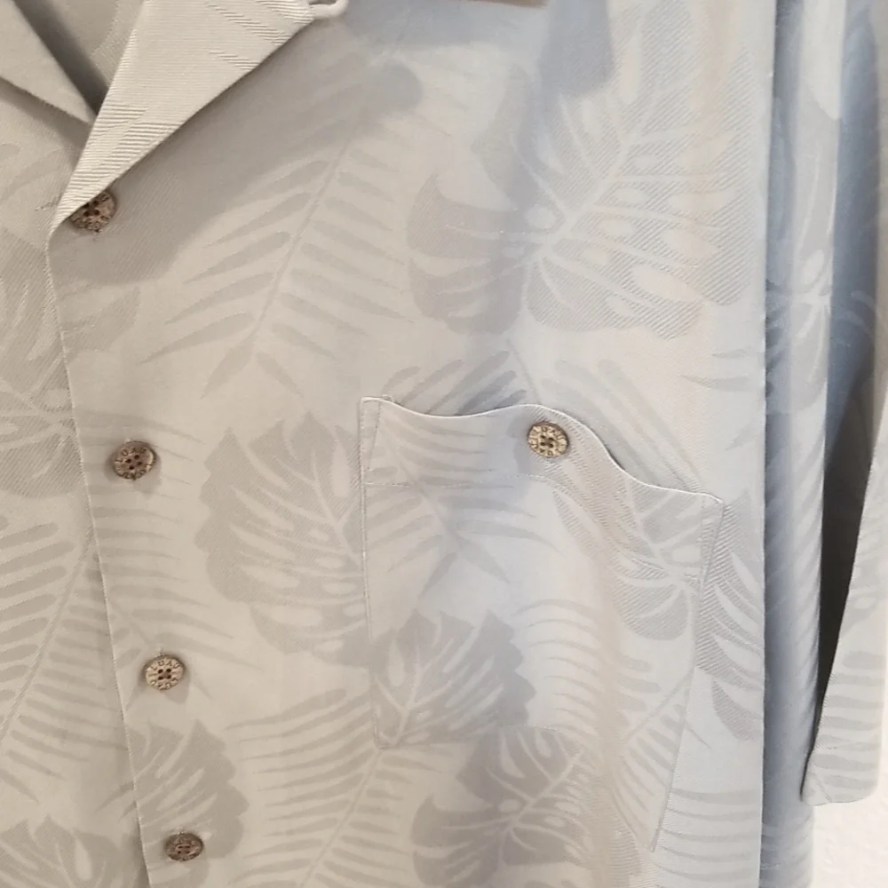 Luau men's shirt finest silk,grayish blue ,XL Camp style. Hawaiian. - Picture 5 of 6